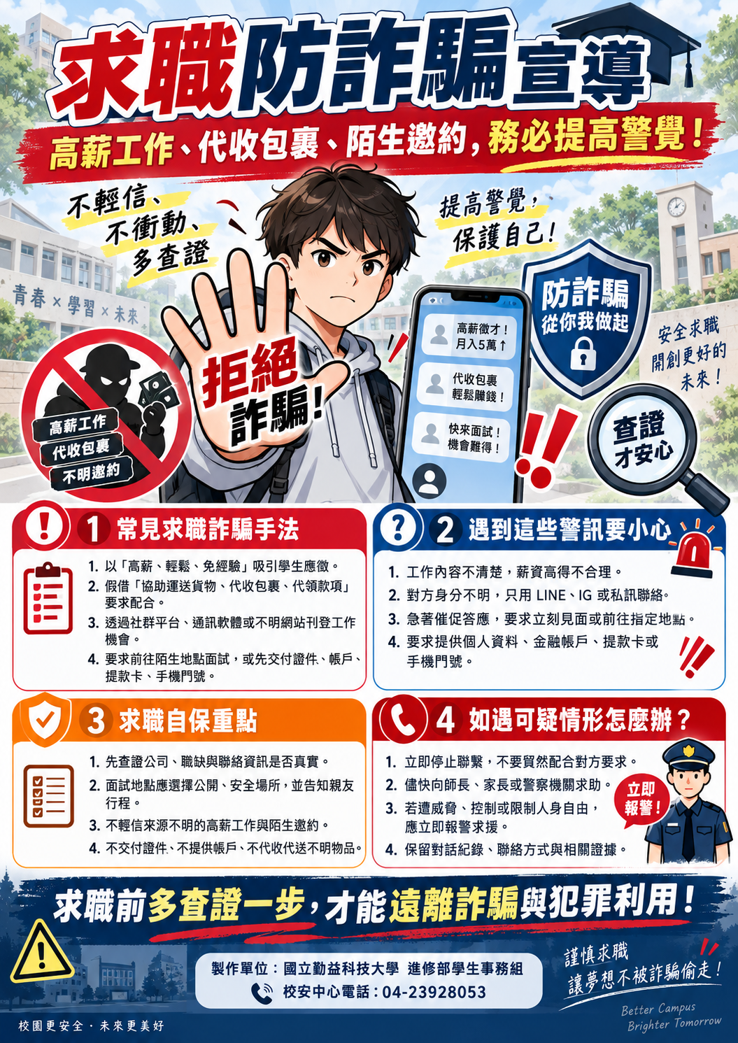 求職防詐騙宣導｜高薪工作、代收包裹、陌生邀約務必提高警覺